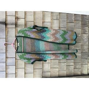 Renata Z vintage hand loomed Colorful Geometric Pattern Knit Cardigan